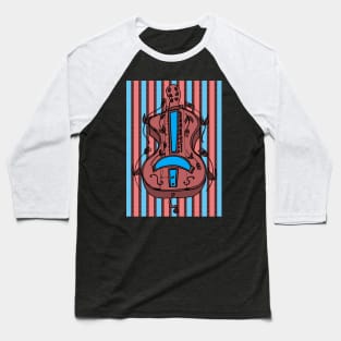 Stripey guitar bodied Hurdy-Gurdy Baseball T-Shirt